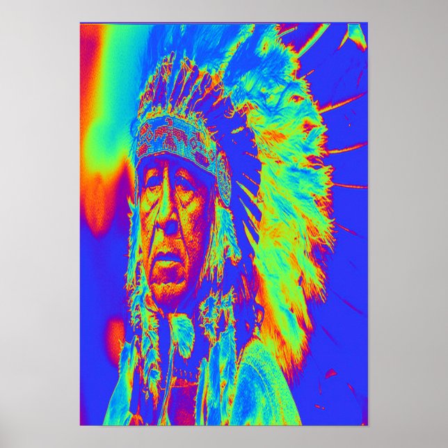 Native American Chief Pop Art Poster (Front)