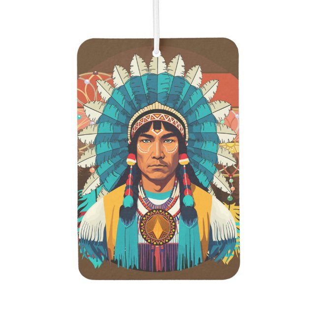 Native American Chief Powerful Portrait Air Freshener (Front)