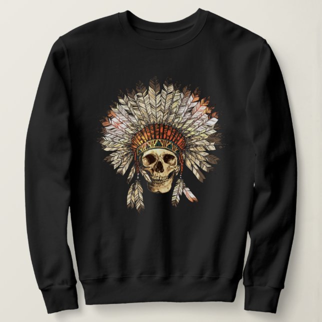 Native American Chief Skull Sweatshirt (Design Front)