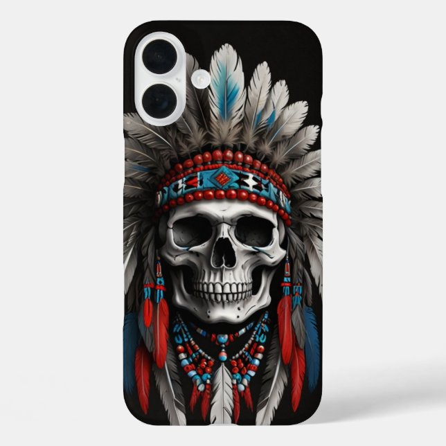 Native American Chief Skull with Headdress Case-Mate iPhone Case (Back)
