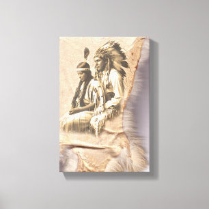 Native American Couple  Wrapped Canvas