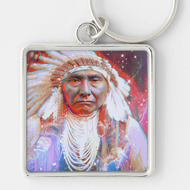 Native American  Crazy Horse Keychain (Front)
