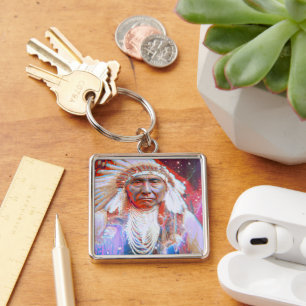 Native American  Crazy Horse Keychain