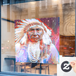 Native American Crazy Horse Window Cling