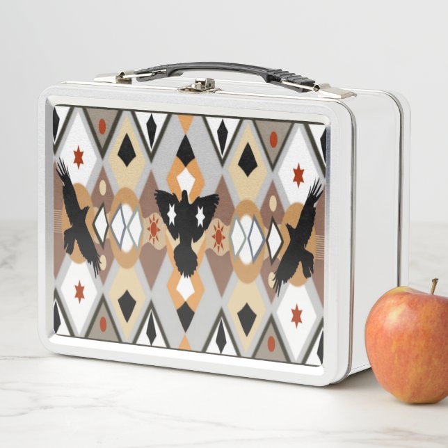 Native American Crow Metal Lunch Box (In Situ)