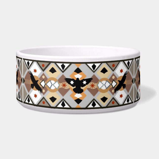 Native American Crow Pet Bowl (Front)