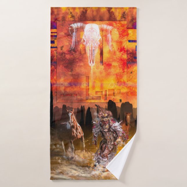 Native American Dancer ROLLING THUNDER Bath Towel (Bath Towel)