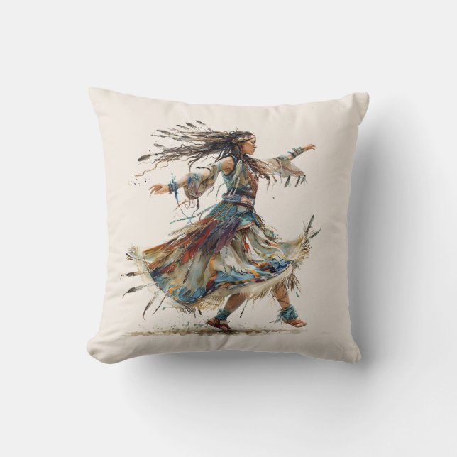 Native American Dancer Throw Pillow (Front)