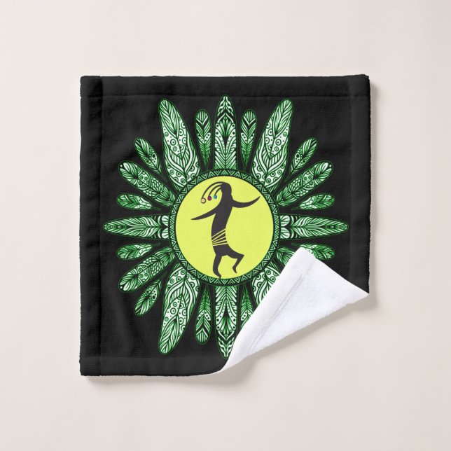 Native American Dancing Kokopelli Bath Towel Set (Wash Cloth)