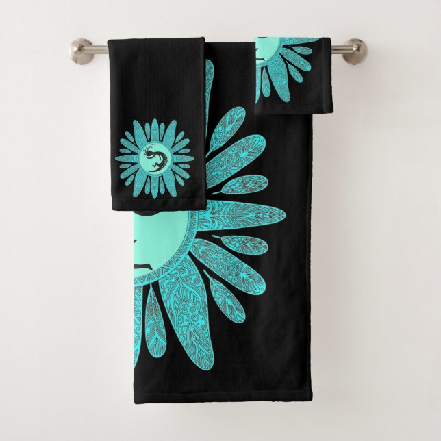 Native American Dancing Kokopelli Bath Towel Set (Insitu)