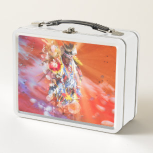Native American DANCING  WOLVES Metal Lunch Box