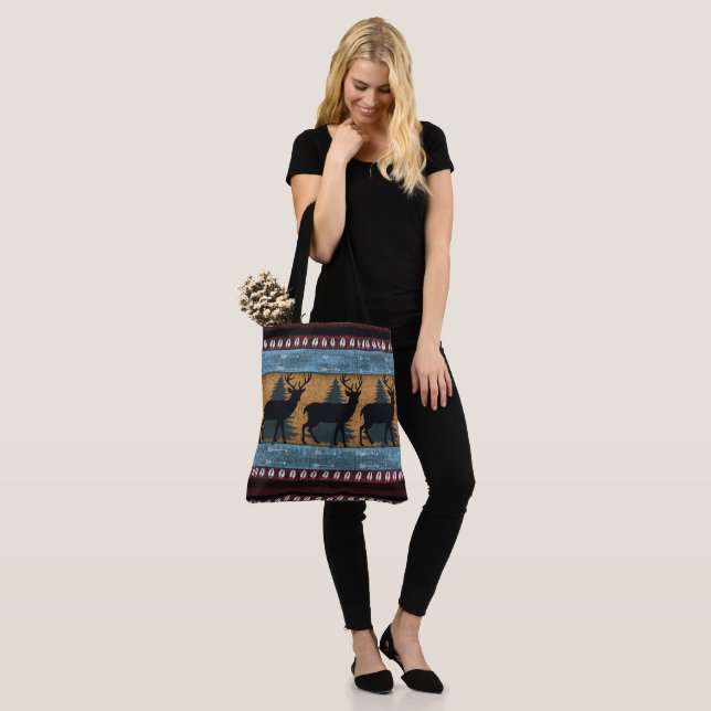 Native American Deer Pattern Tote Bag (On Model)