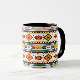 Native American Design - Green Rust Orange Yellow  Mug