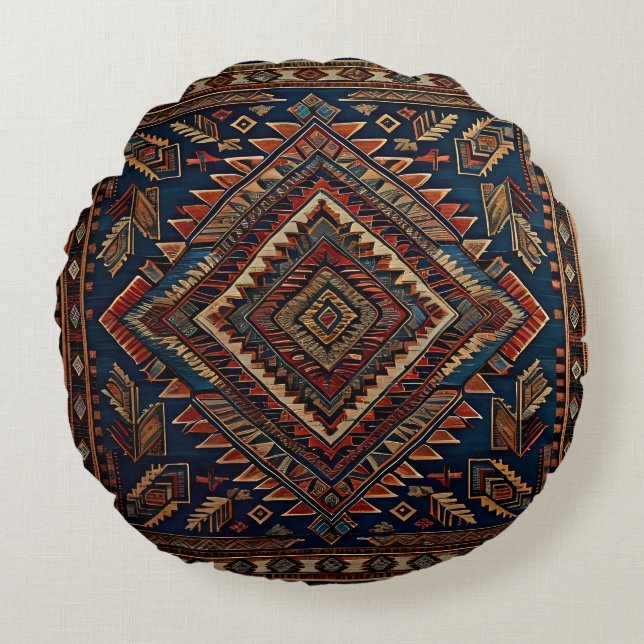 Native American design round throw Pillow  (Front)