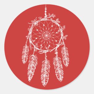 Native American Dream Catcher Red Tribal Classic Round Sticker