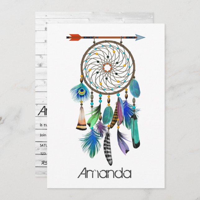 Native American Dreamcatcher Birthday Party Invitation (Front/Back)