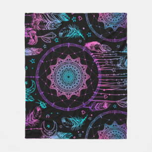 Native American Dreamcatcher Moon Pattern Fleece Blanket