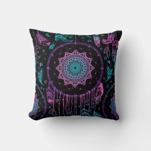 Native American Dreamcatcher Moon Pattern Throw Pillow