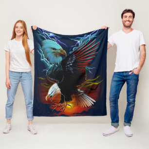 Native American Eagle Painting Fleece Blanket
