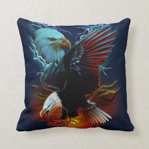 Native American Eagle Painting Throw Pillow