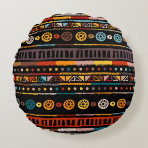 Native American Essence: Ethnic Vintage Round Pillow