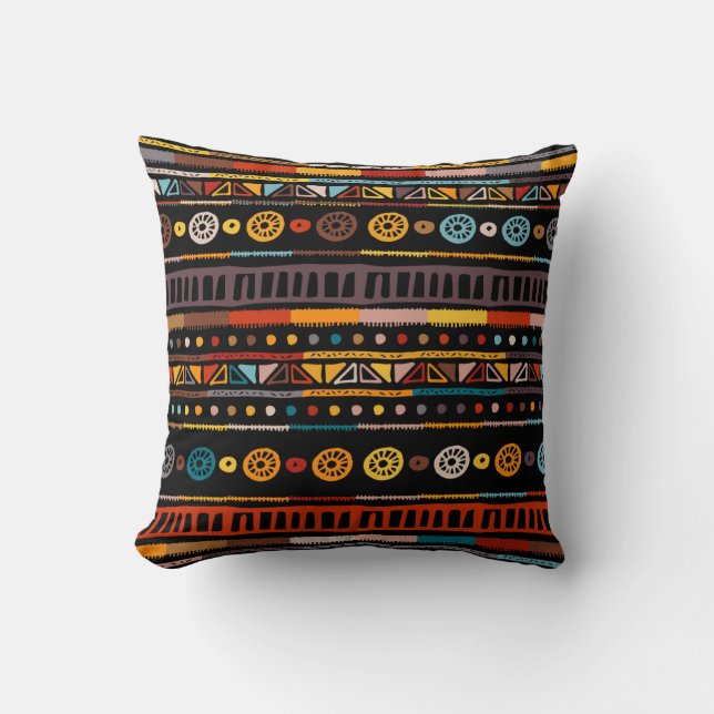 Native American Essence: Ethnic Vintage Throw Pillow (Front)