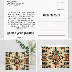 Native American Ethnic Art Tribe Pattern Vintage Postcard