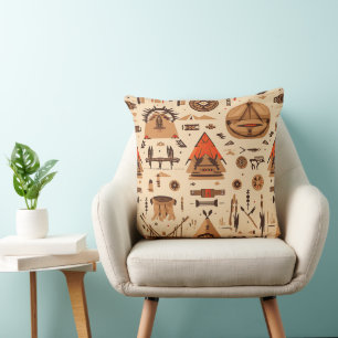 Native American Ethnic Art Tribe Pattern Vintage Throw Pillow