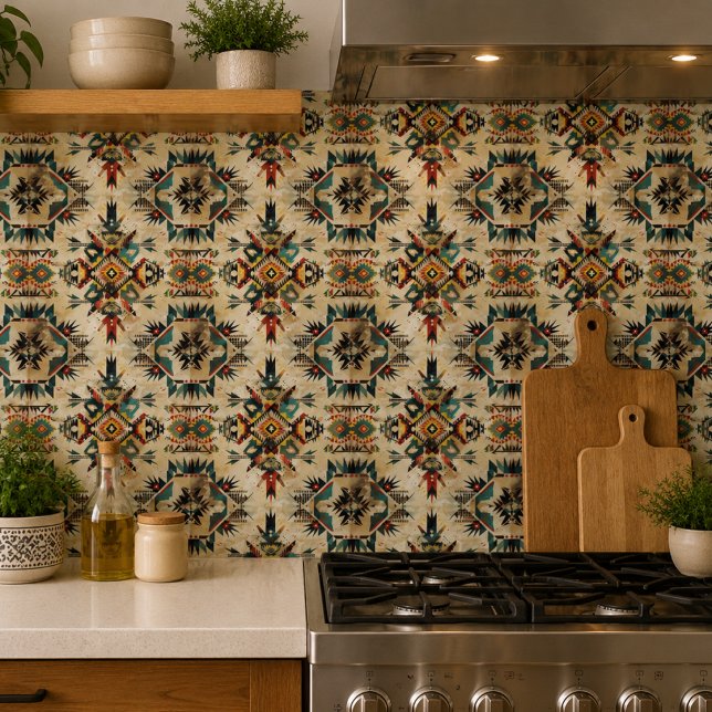 Native American Ethnic Art Tribe Pattern Vintage Tile (Native American Ethnic Art Tribe Pattern Vintage southwestern aztic usa culture traditional indian)