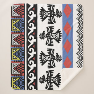 Native American Ethnic Illustration Sherpa Blanket