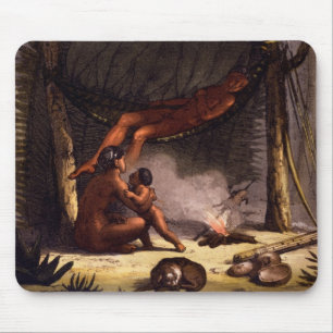 Native American Family under a Leaf Shelter (colou Mouse Pad