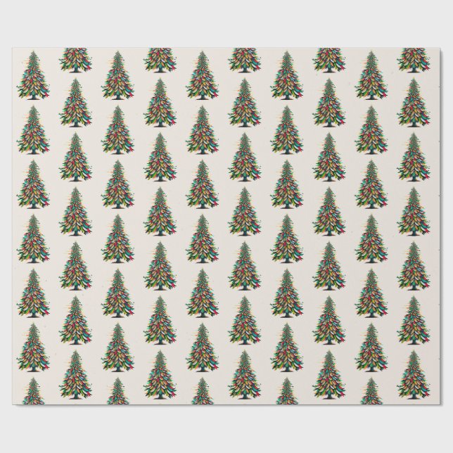 Native American Feather Christmas Tree  Wrapping Paper (Flat)