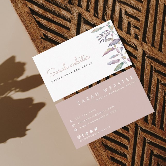 Native American Feather Watercolor Simple Elegant Business Card (Creator Uploaded)