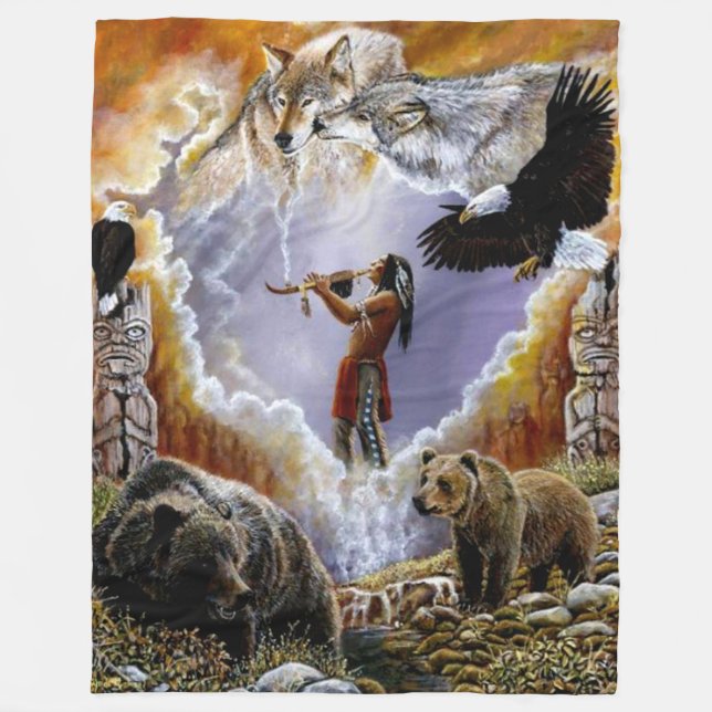 native american fleece blanket (Front)