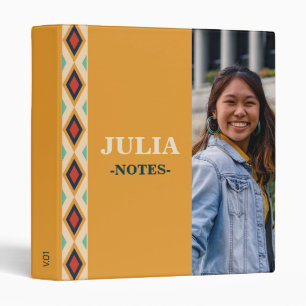 Native American Geometric Yellow Pattern Monogram  Binder