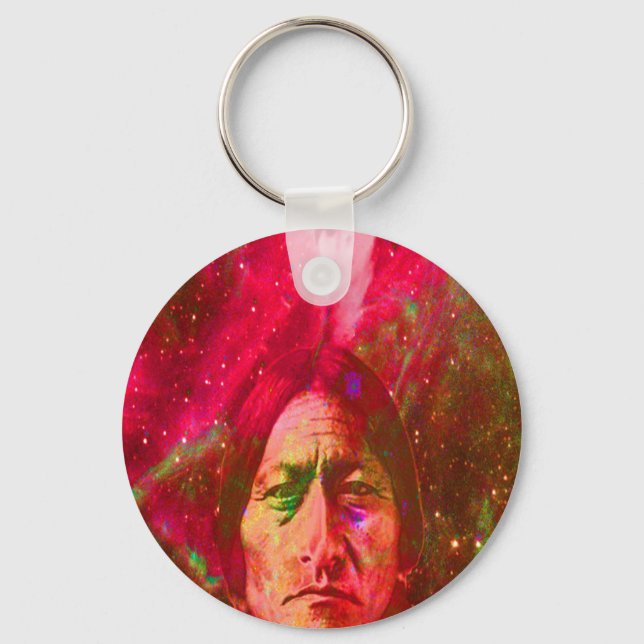 Native American  Ghost of Sitting Bull Keychain (Front)