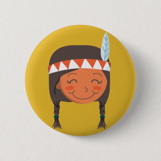 Native American Girl 2 Inch Round Button (Front)