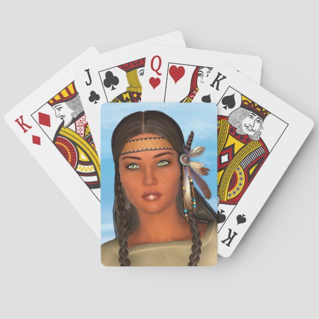 Native American Girl Playing Cards (Back)