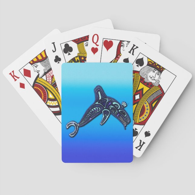 Native American Haida Killer Whale Orca Art Playing Cards (Back)