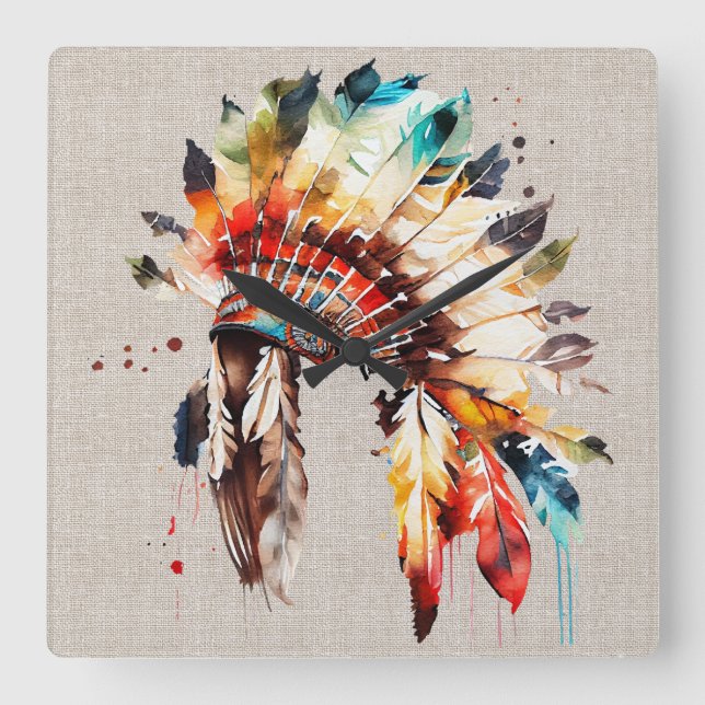 Native American Headdress Wall Clock (Front)