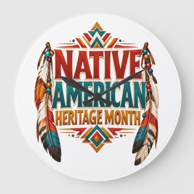 Native American Heritage Month Design Large Clock (Front)