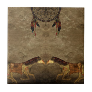 Native American Horses & Dream Catcher Tile