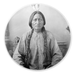 Native American Icon: Lakota Leader Sitting Bull   Ceramic Knob