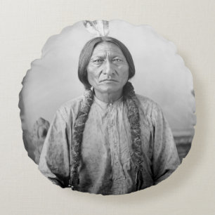 Native American Icon: Lakota Leader Sitting Bull   Round Pillow