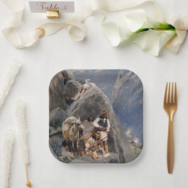 Native American Icons: Apache Warriors, US Cavalry Paper Plate (Wedding)