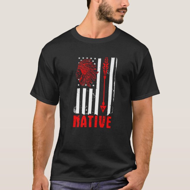 Native American Immigrants Native American Flag   T-Shirt (Front)