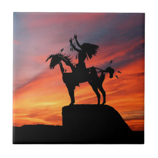 Native American Indian and horse Tile