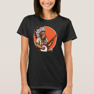 Native American Indian Banjo Player Vintage Wester T-Shirt