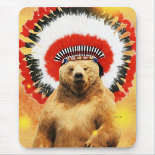 Native American Indian Bear Mouse Pad