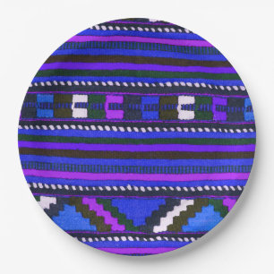 Native American Indian blue texture design Paper Plate